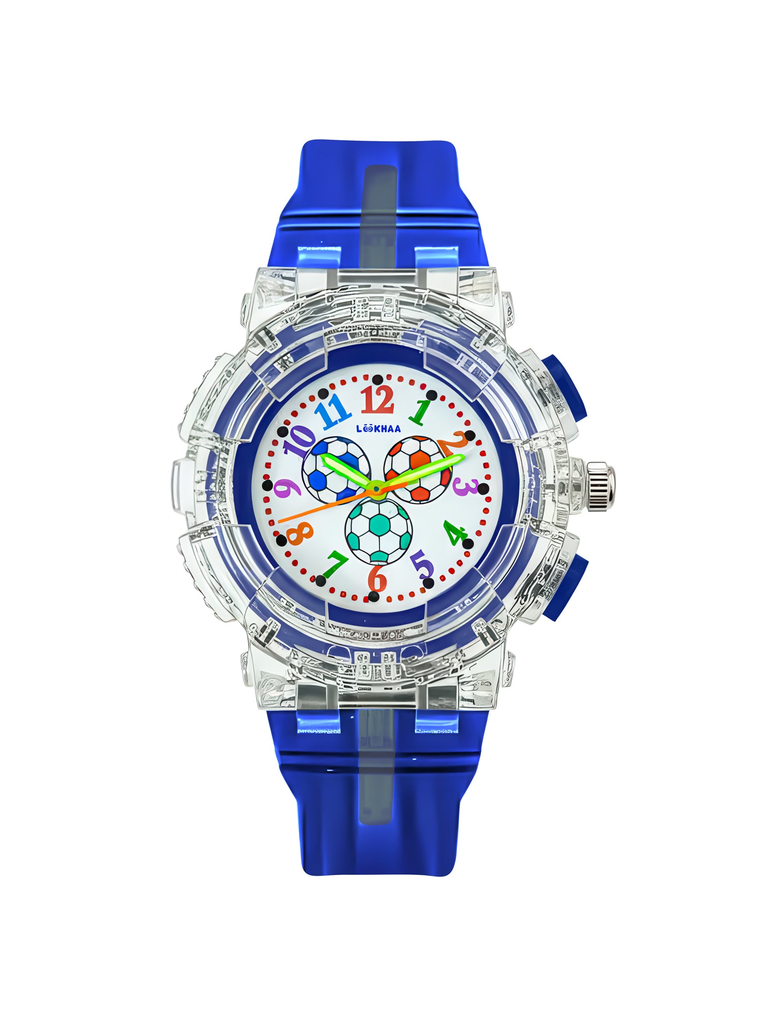 LOOKHAA Kids’ Football -Themed Multicolor LED Lights Analog Watch - Blue