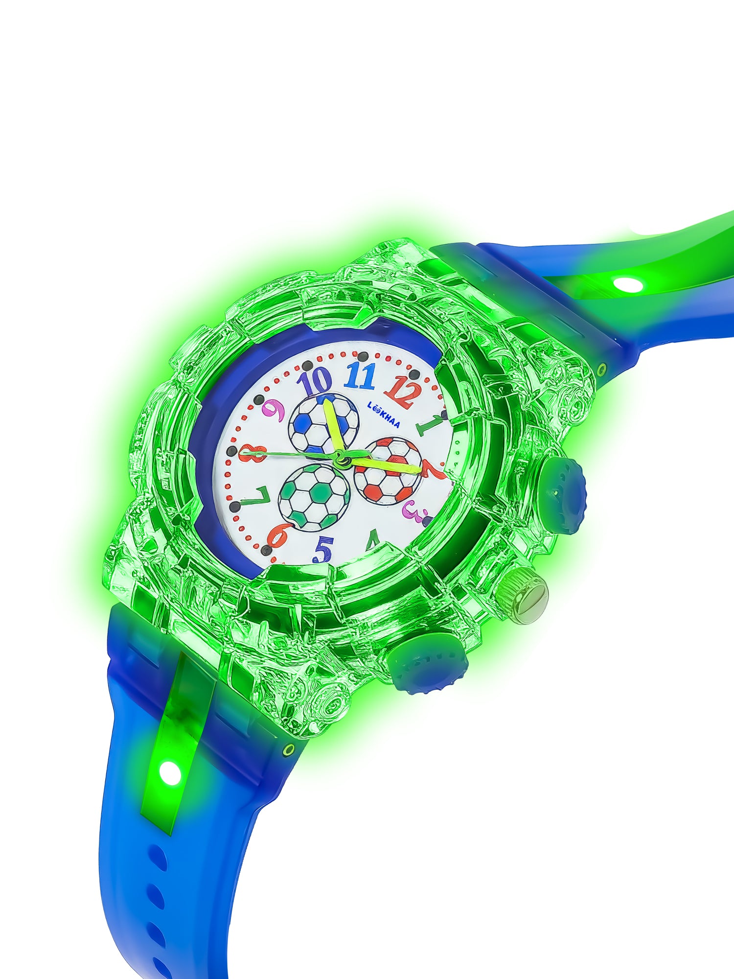 LOOKHAA Kids’ Football -Themed Multicolor LED Lights Analog Watch - Blue
