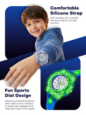 LOOKHAA Kids’ Football -Themed Multicolor LED Lights Analog Watch - Blue