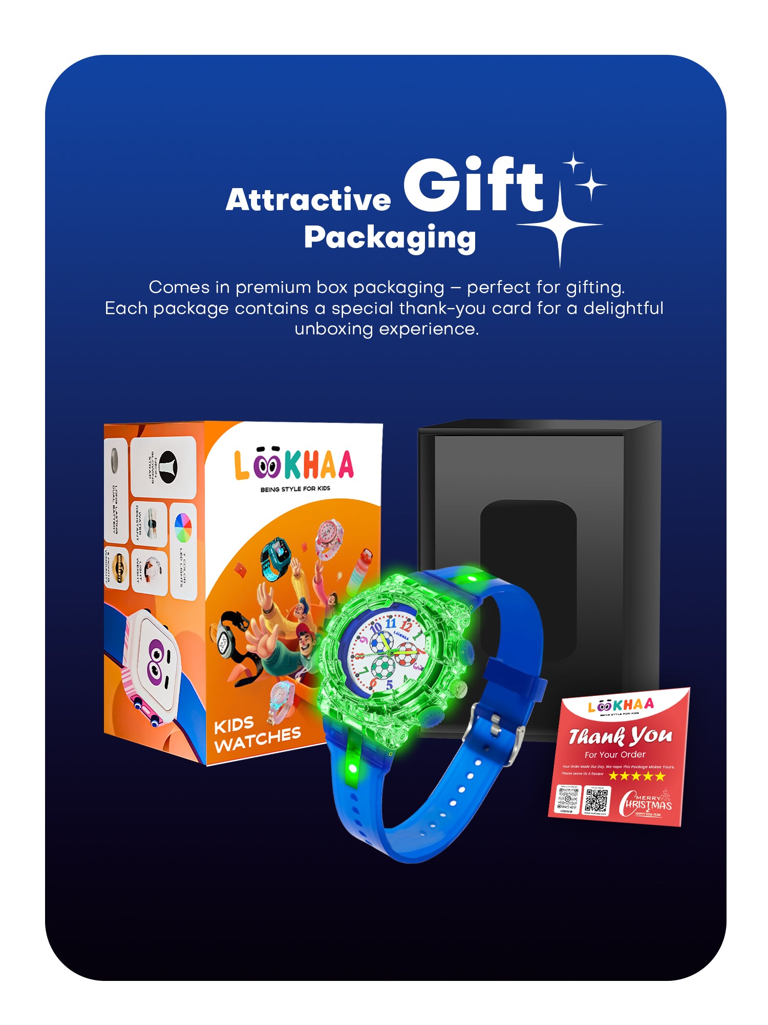 LOOKHAA Kids’ Football -Themed Multicolor LED Lights Analog Watch - Blue