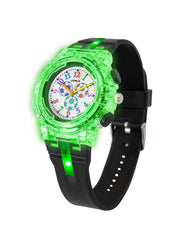 LOOKHAA Kids’ Football -Themed Multicolor LED Lights Analog Watch - Black
