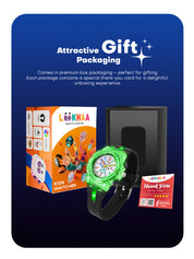 LOOKHAA Kids’ Football -Themed Multicolor LED Lights Analog Watch - Black