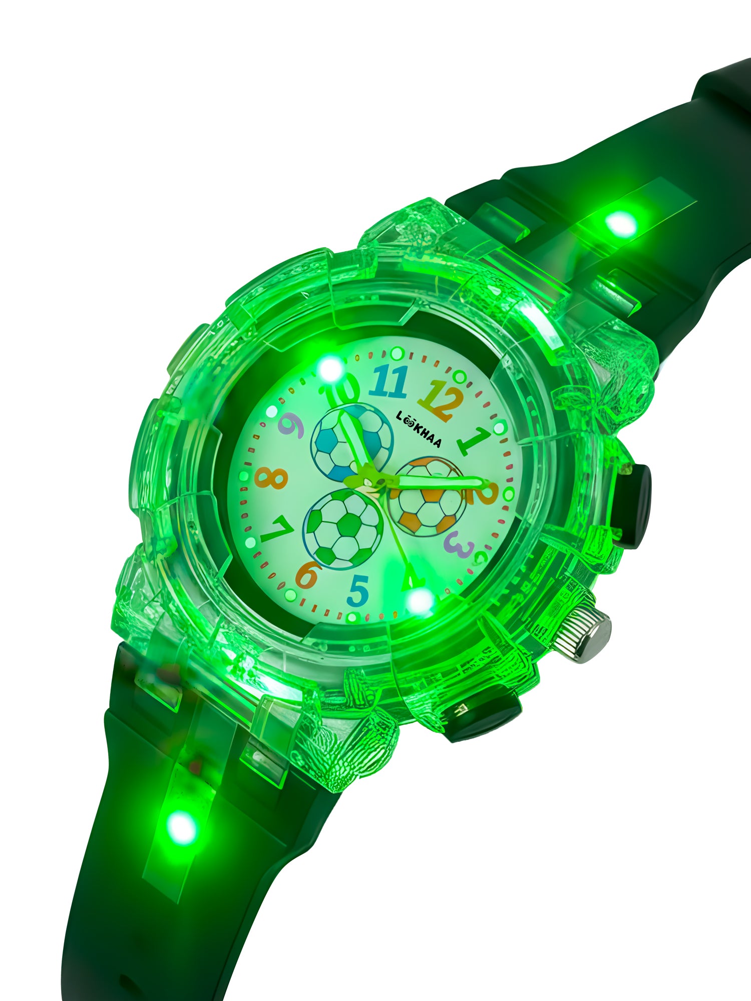 LOOKHAA Kids’ Football -Themed Multicolor LED Lights Analog Watch - Black