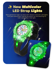LOOKHAA Kids’ Football -Themed Multicolor LED Lights Analog Watch - Black