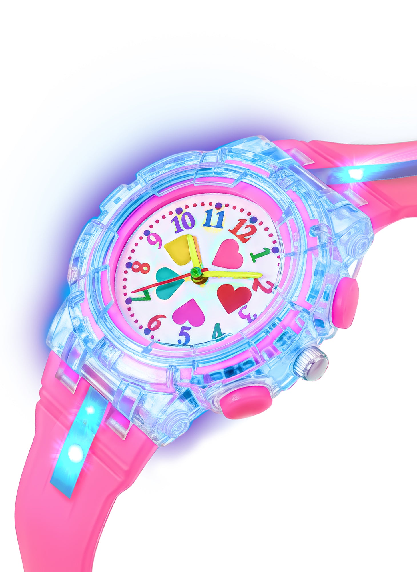 LOOKHAA Kids’ Football -Themed Multicolor LED Lights Analog Watch - Pink