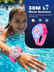 LOOKHAA Kids’ Football -Themed Multicolor LED Lights Analog Watch - Pink