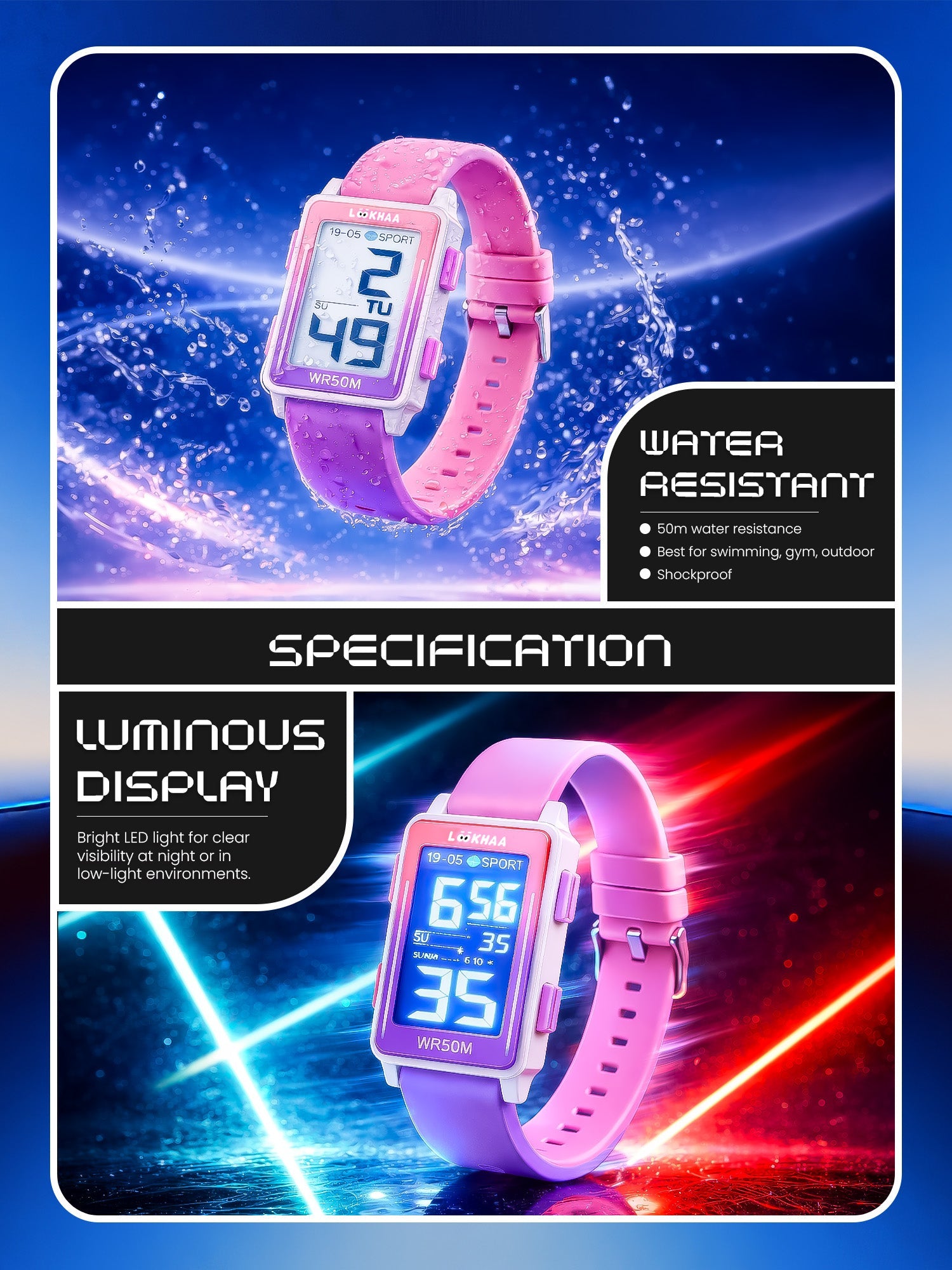 Lookhaa Kids Rectangular Shape Dial Digital Sport Watch lookhaa