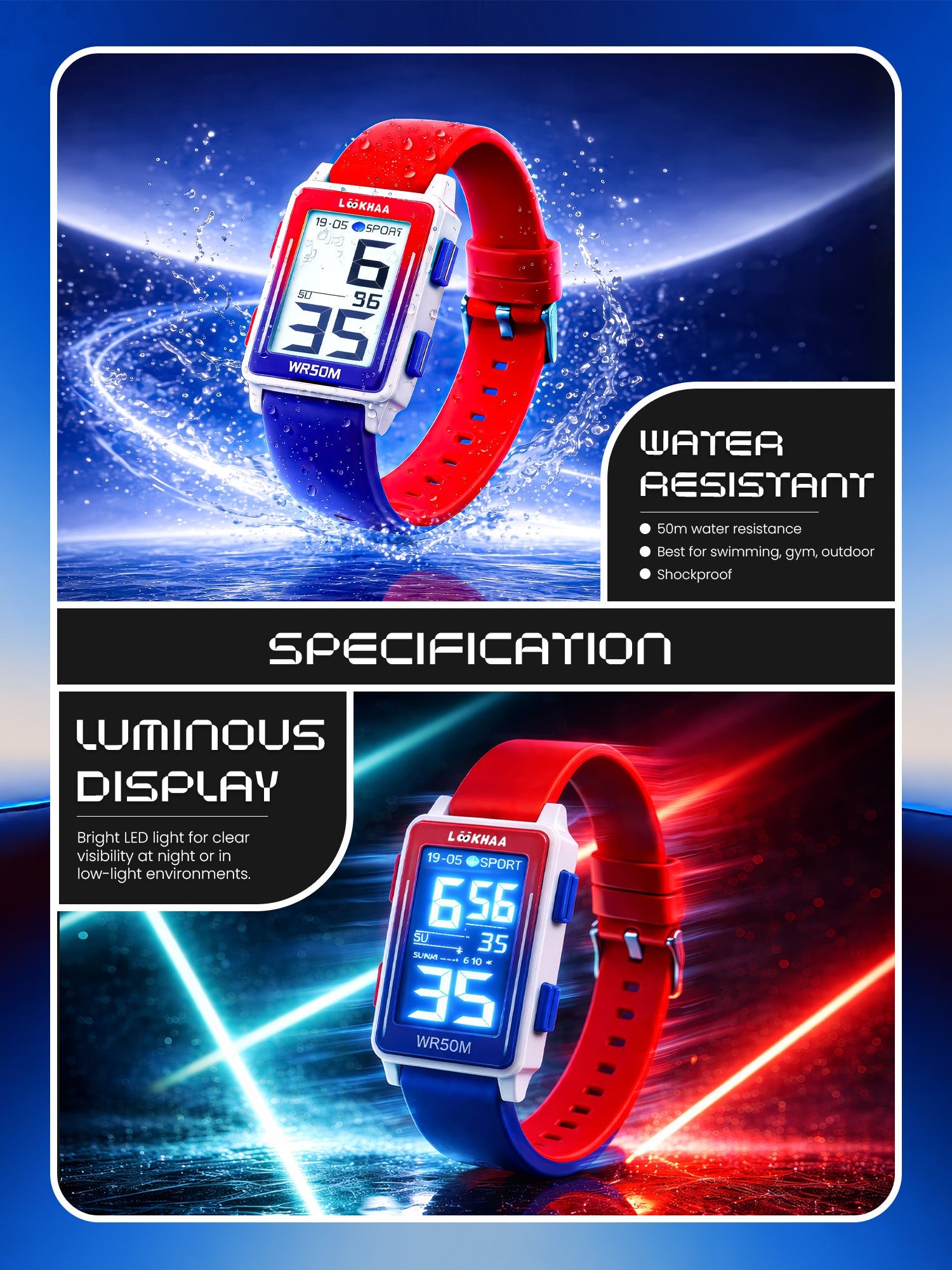 Lookhaa Kids Rectangular Shape Dial Digital Sport Watch lookhaa