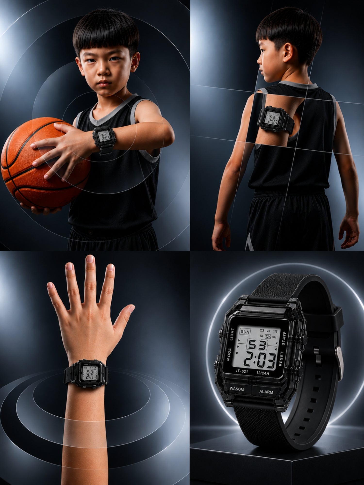 LOOKHAA Unisex Kids Black Multi-Function Digital Watch lookhaa