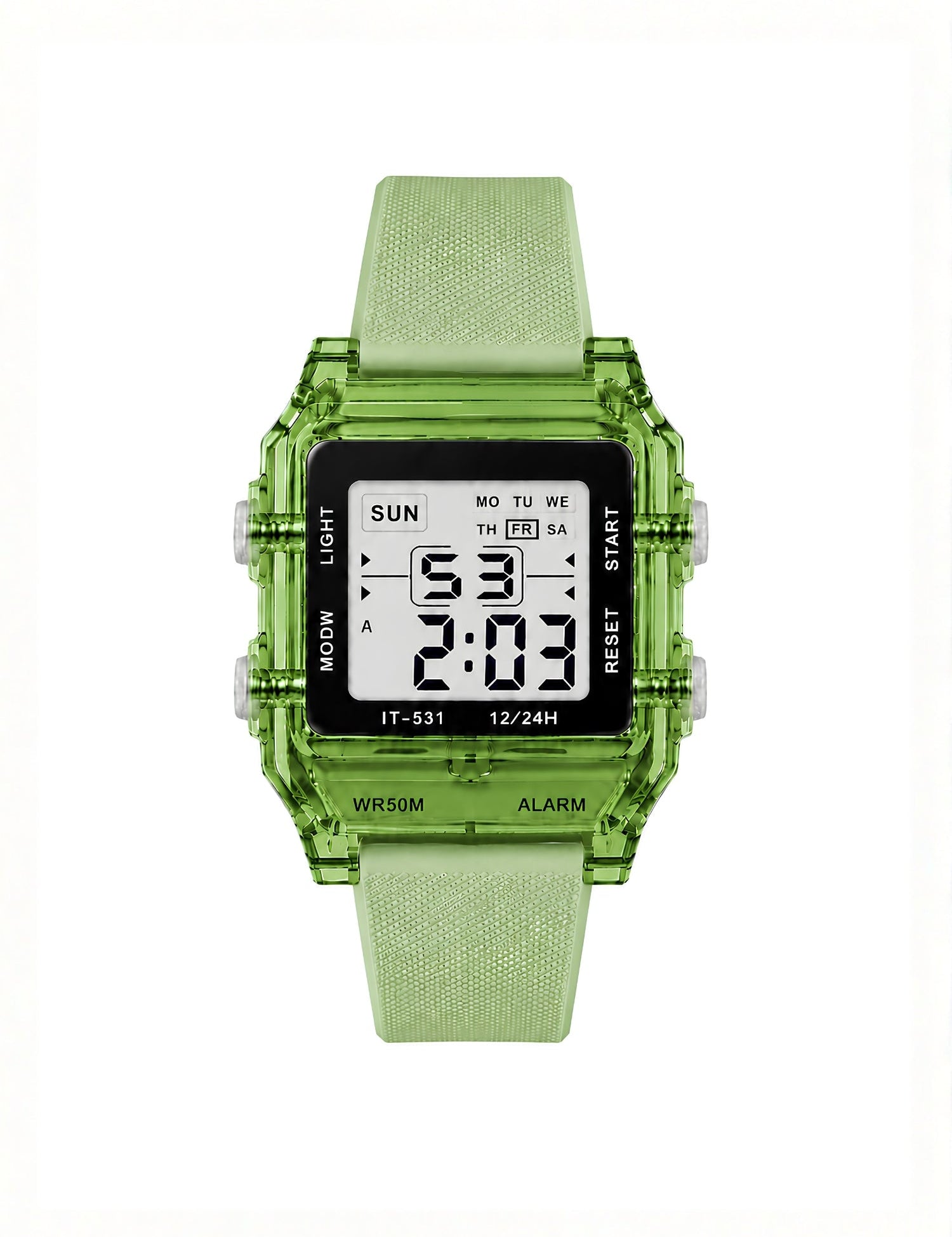 LOOKHAA Unisex Kids Transparent Green Multi-Function Digital Watch lookhaa