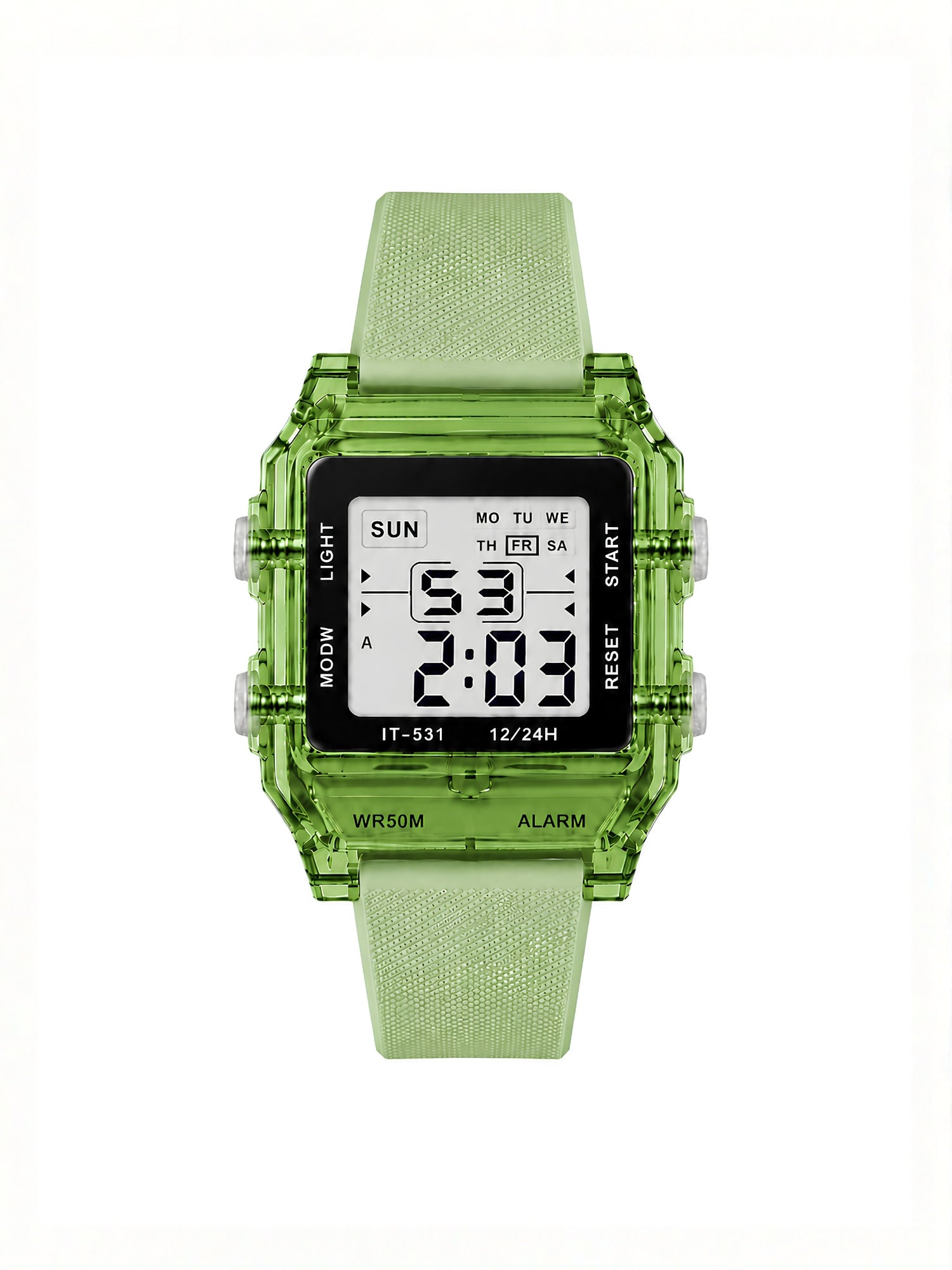 LOOKHAA Unisex Kids Transparent Green Multi-Function Digital Watch lookhaa