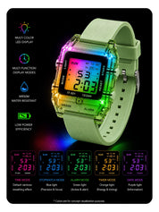 LOOKHAA Unisex Kids Transparent Green Multi-Function Digital Watch lookhaa