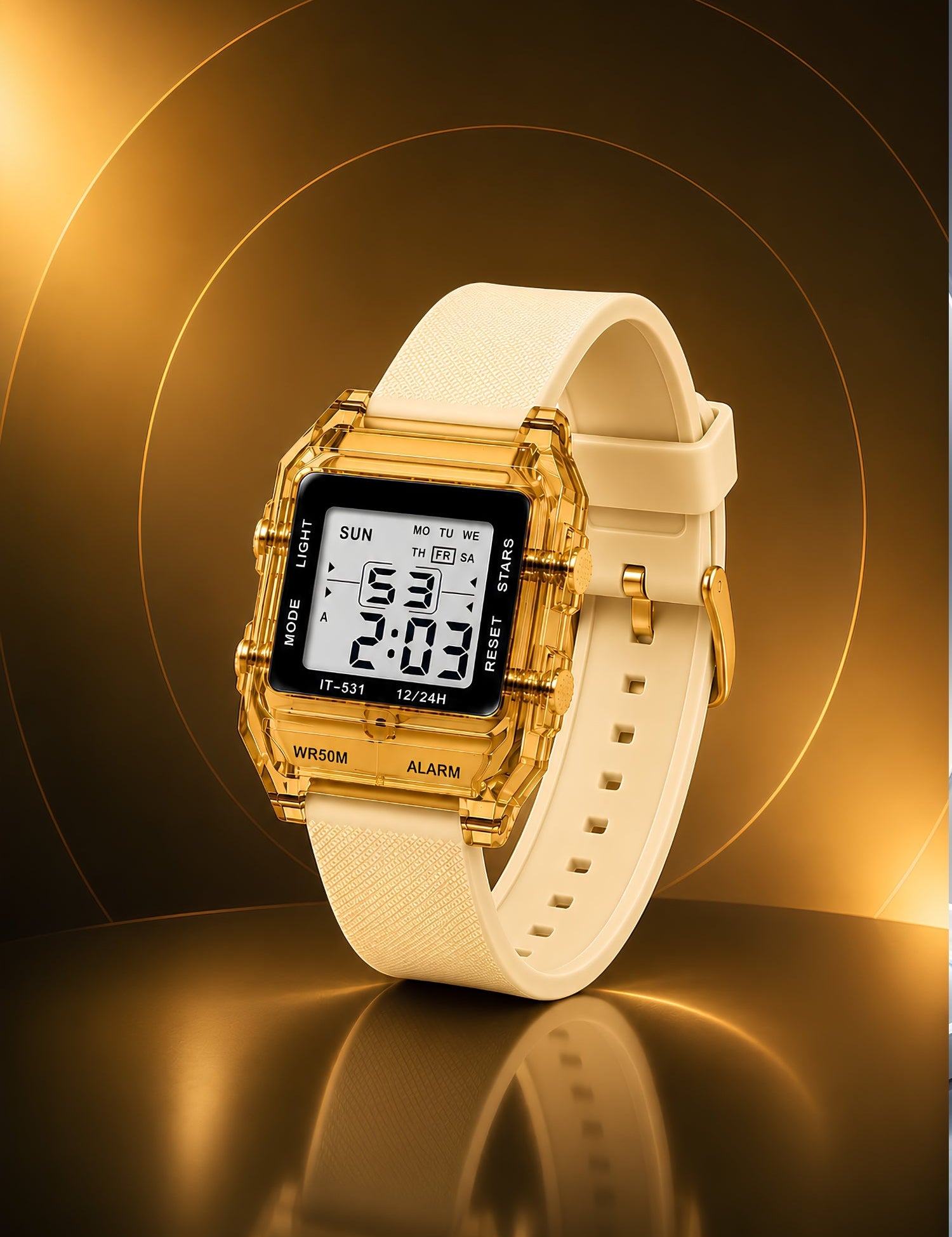 LOOKHAA Unisex Kids Cream Multi-Function Digital Watch lookhaa