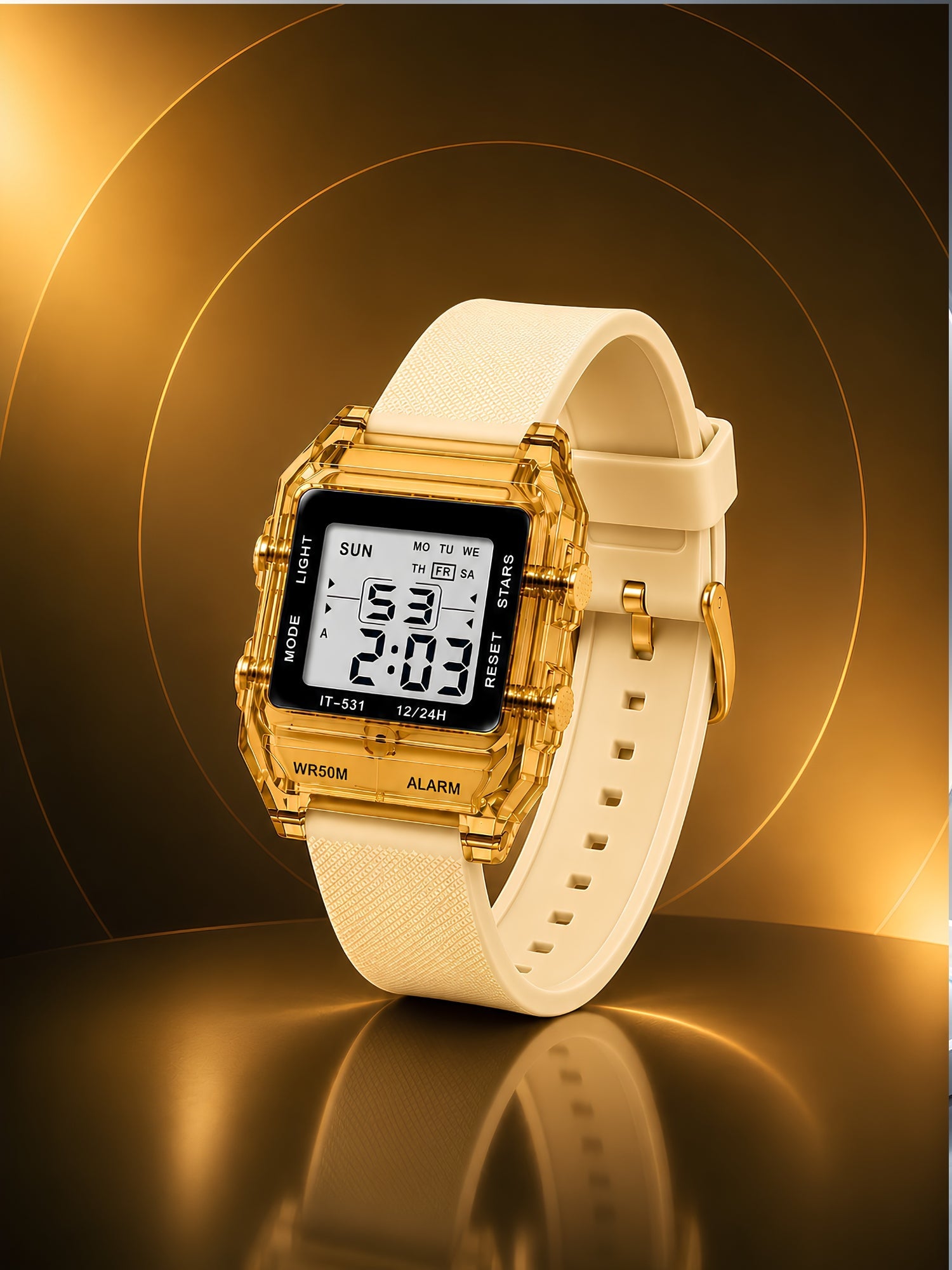 LOOKHAA Unisex Kids Cream Multi-Function Digital Watch lookhaa