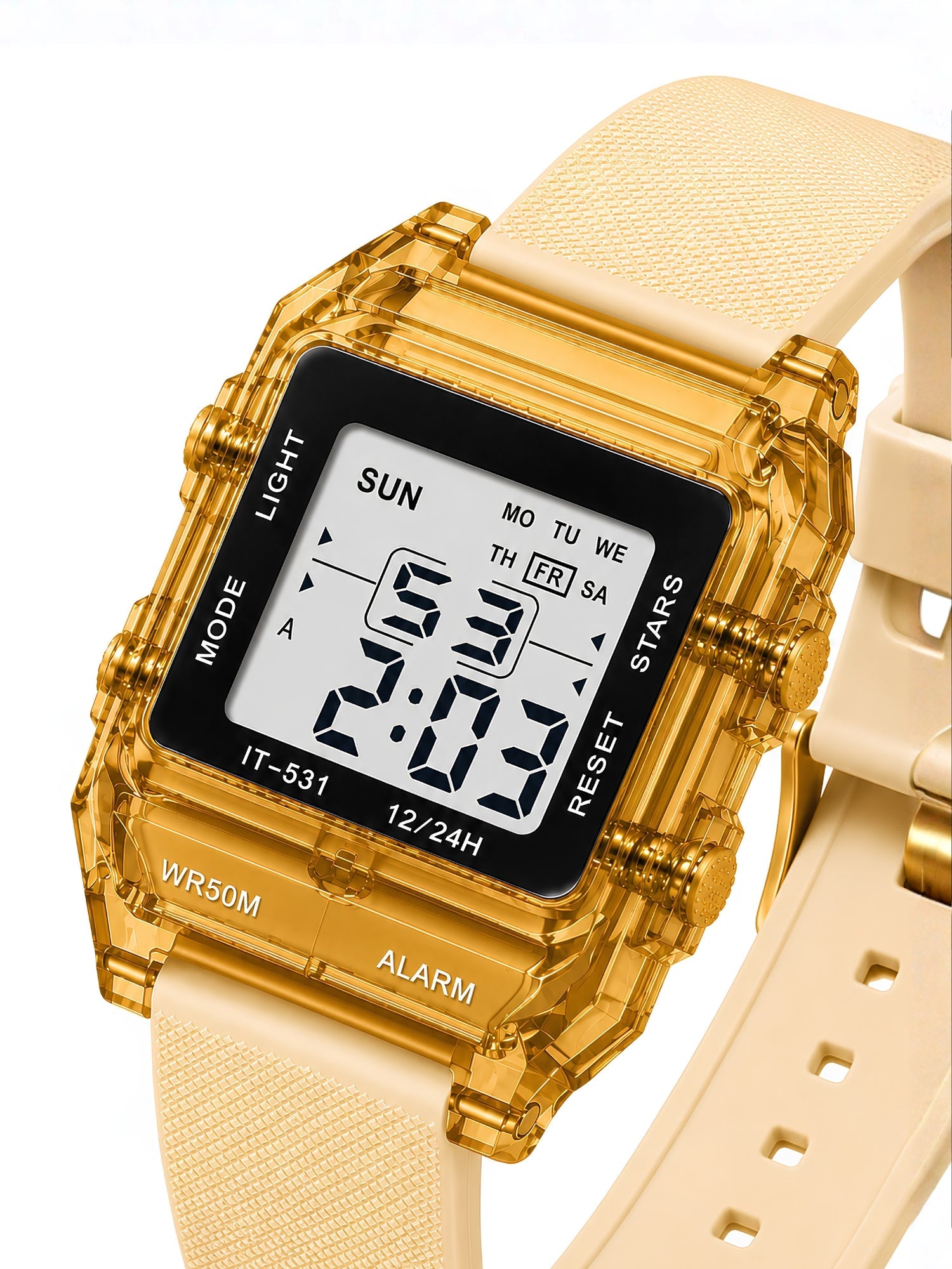 LOOKHAA Unisex Kids Cream Multi-Function Digital Watch lookhaa