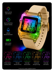 LOOKHAA Unisex Kids Cream Multi-Function Digital Watch lookhaa