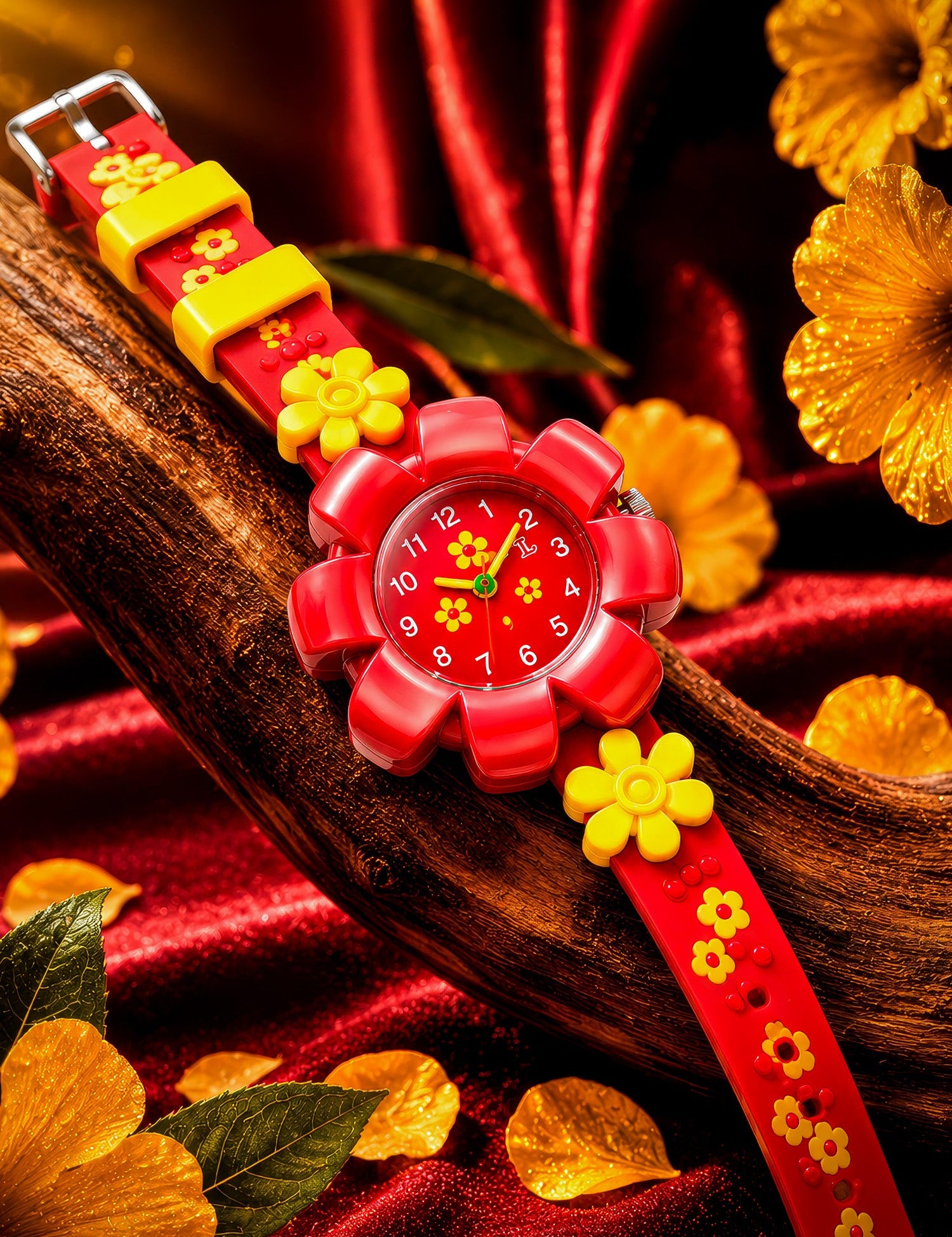 LOOKHAA Girls Kids Red Flower Analog Watch lookhaa