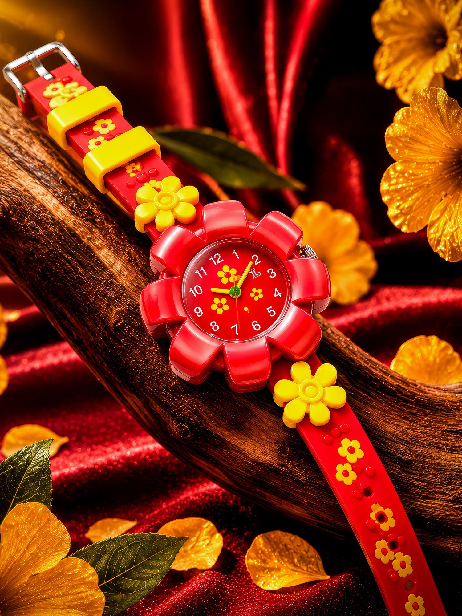 LOOKHAA Girls Kids Red Flower Analog Watch lookhaa