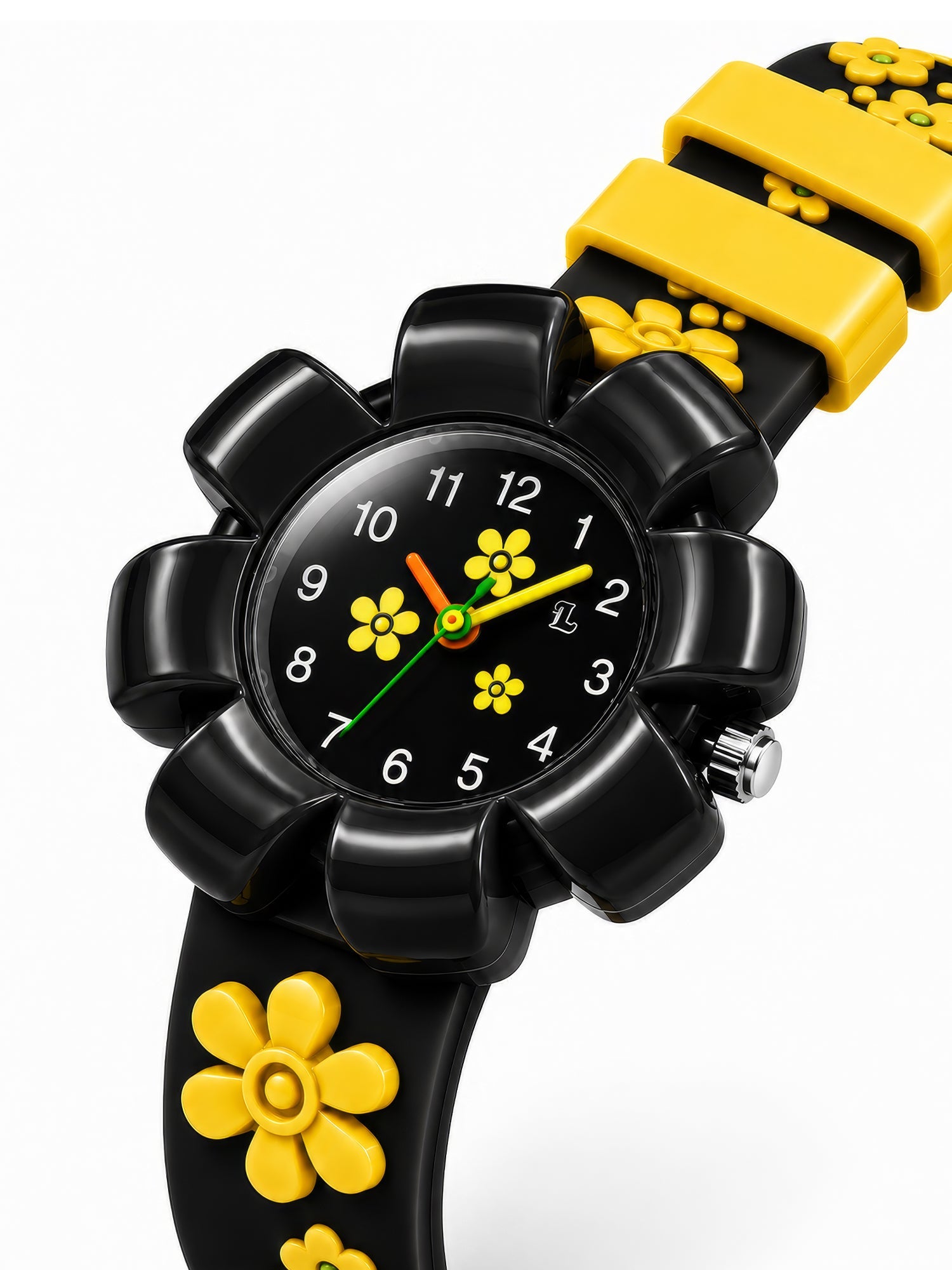 LOOKHAA Girls Kids Black Flower Analog Watch lookhaa