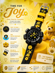LOOKHAA Girls Kids Black Flower Analog Watch lookhaa