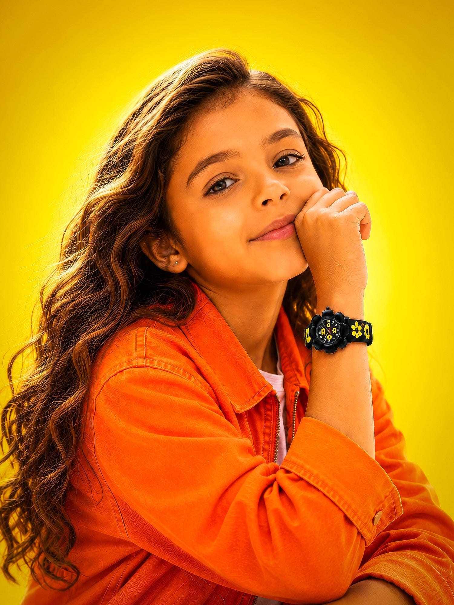 LOOKHAA Girls Kids Black Flower Analog Watch lookhaa