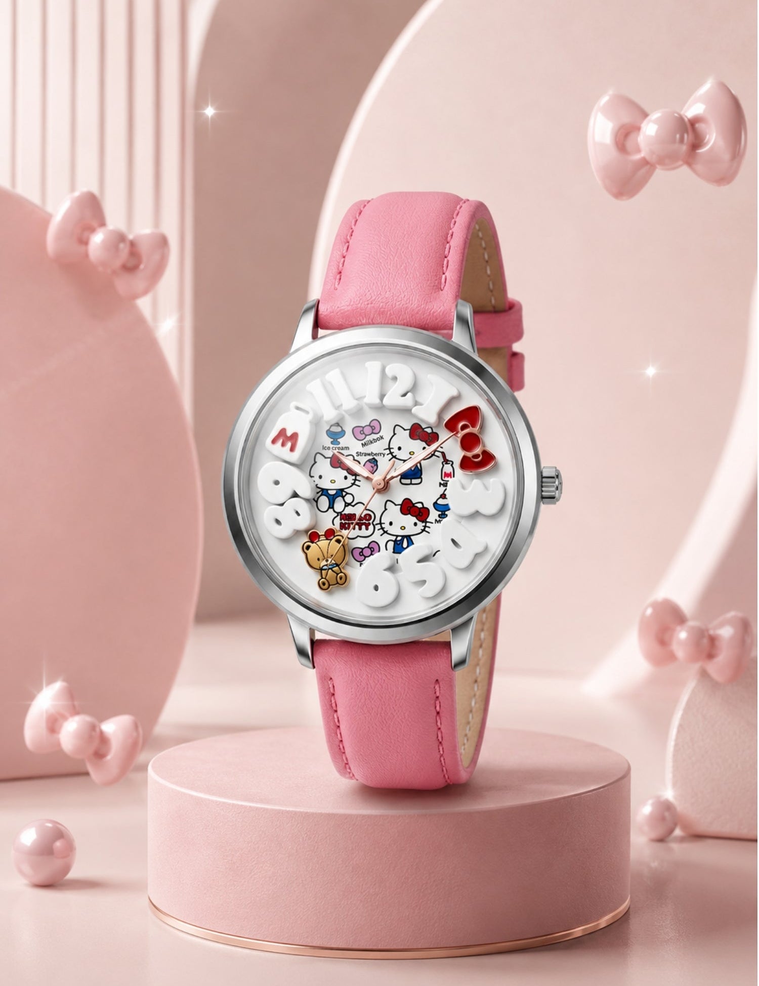 LOOKHAA Trendy Girls Analog Watch with Pink Leather Strap lookhaa