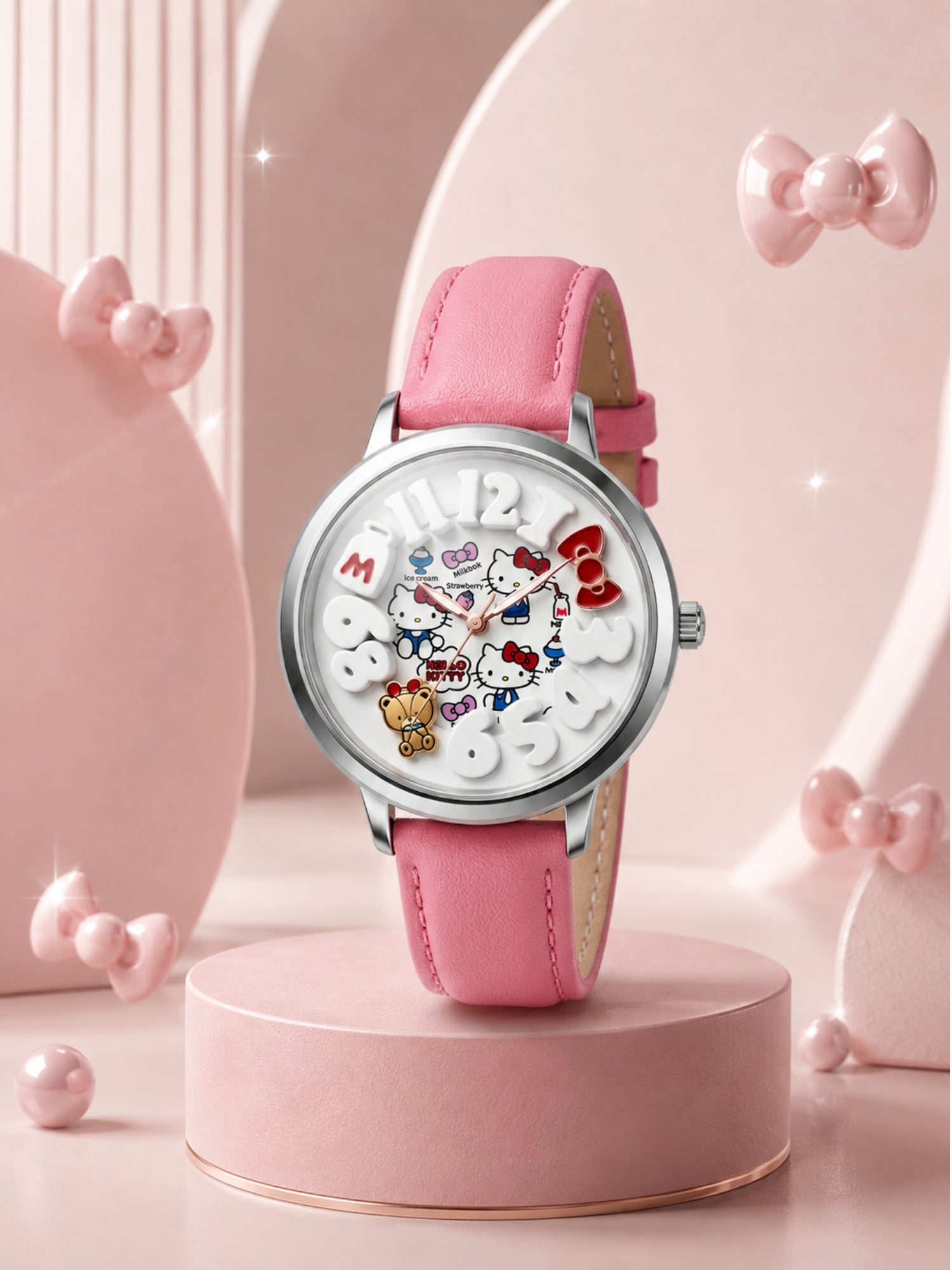 LOOKHAA Trendy Girls Analog Watch with Pink Leather Strap lookhaa