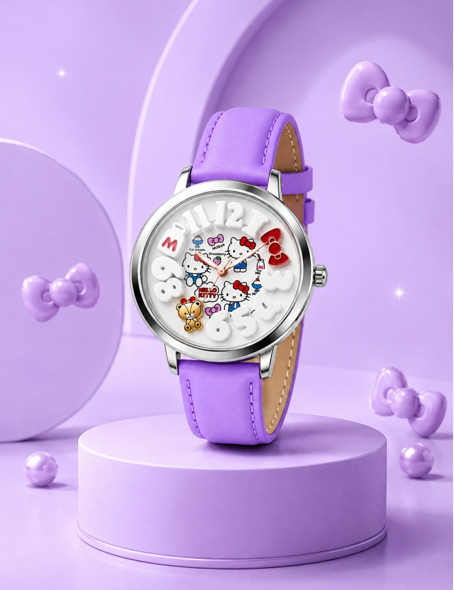 LOOKHAA Trendy Girls Analog Watch with Purple Leather Strap -Purple lookhaa
