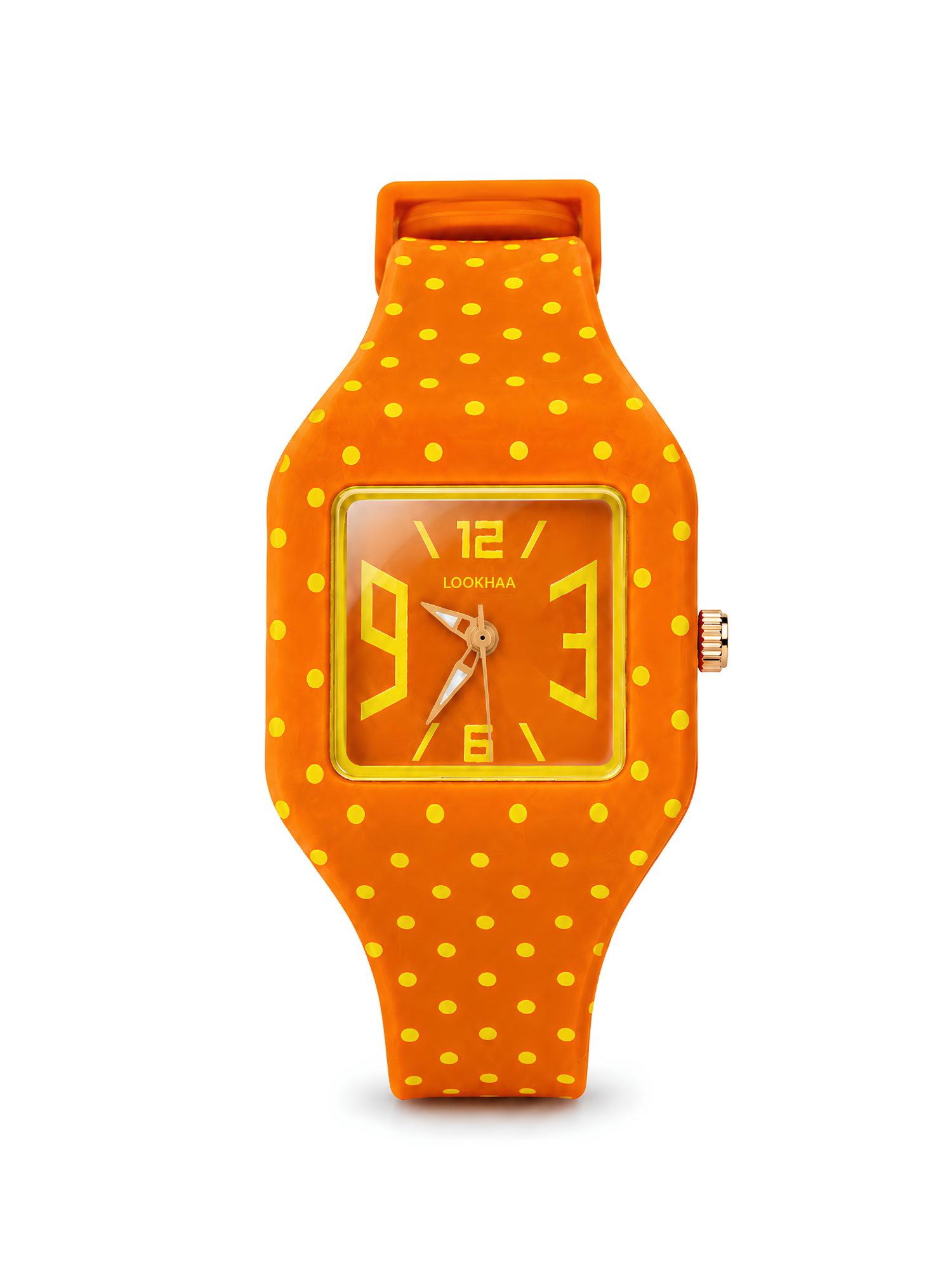 LOOKHAA Kids CandyPop Square Dial Analog Watch with Silicone Strap – Orange & Yellow lookhaa