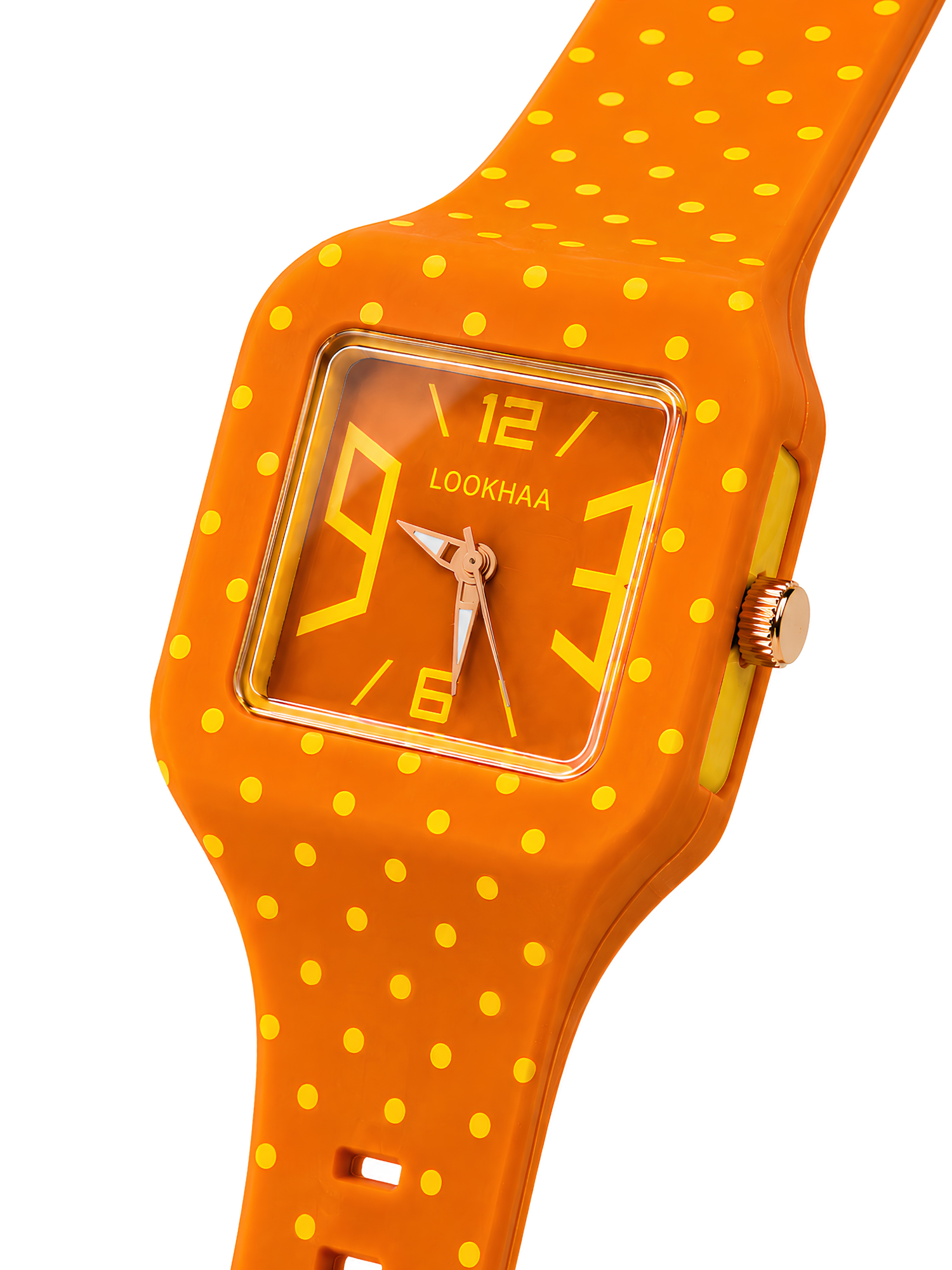 LOOKHAA Kids CandyPop Square Dial Analog Watch with Silicone Strap – Orange & Yellow lookhaa