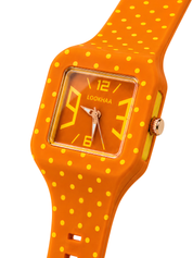 LOOKHAA Kids CandyPop Square Dial Analog Watch with Silicone Strap – Orange & Yellow lookhaa