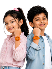 LOOKHAA Kids CandyPop Square Dial Analog Watch with Silicone Strap – Orange & Yellow lookhaa