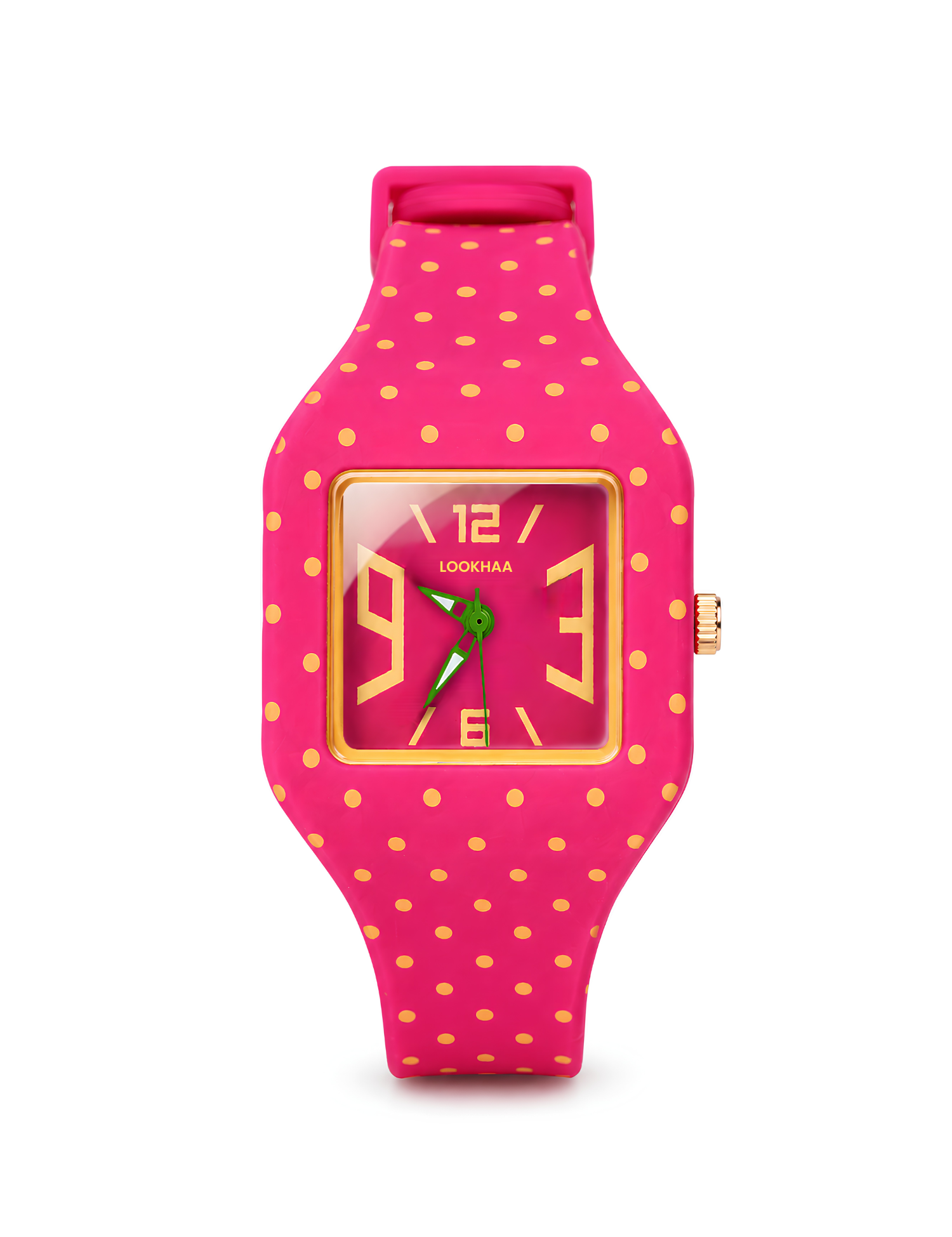 LOOKHAA Kids CandyPop Square Dial Analog Watch with Silicone Strap – Pink & Yellow lookhaa