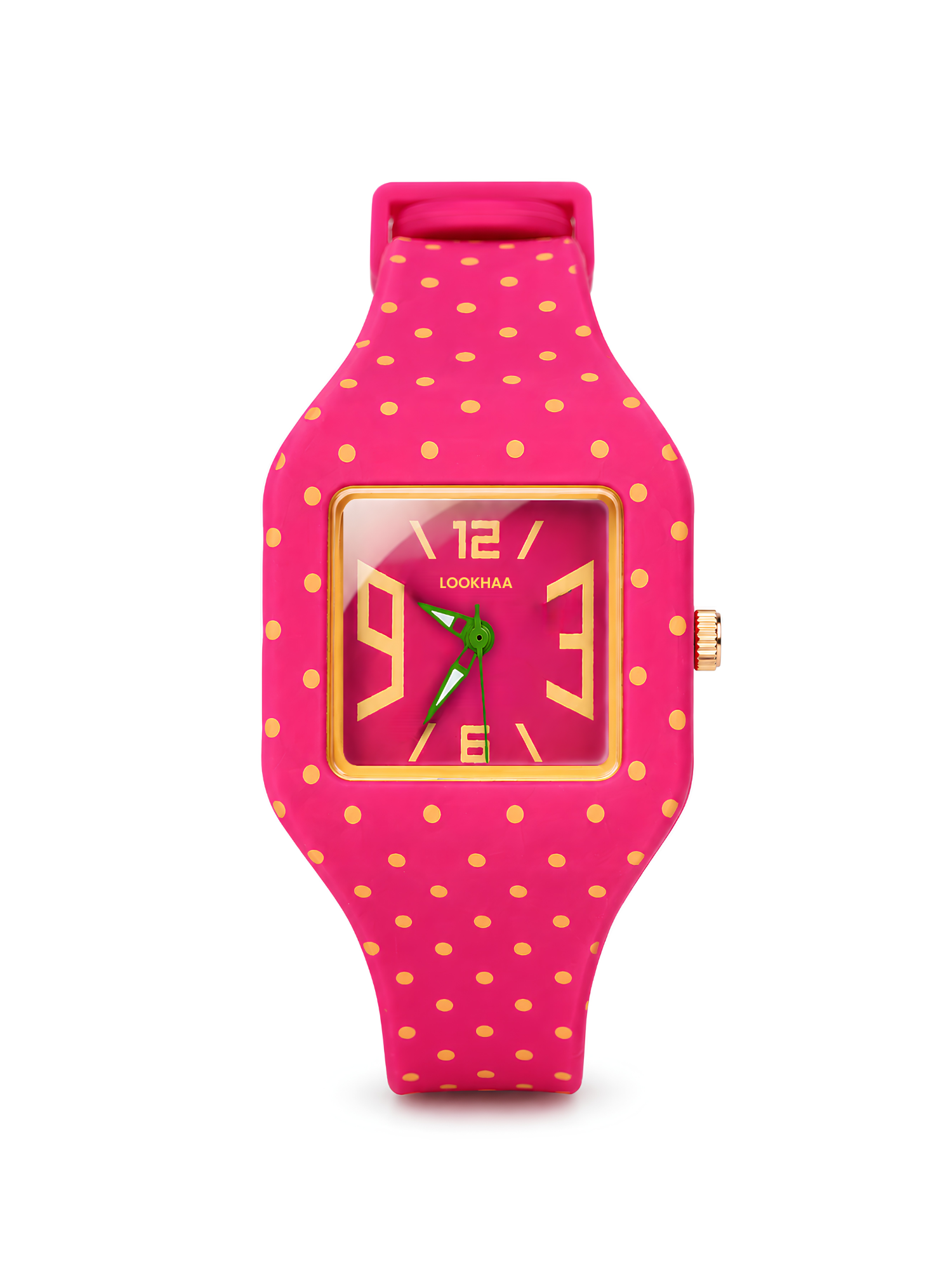 LOOKHAA Kids CandyPop Square Dial Analog Watch with Silicone Strap – Pink & Yellow lookhaa