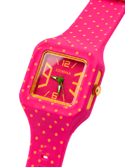 LOOKHAA Kids CandyPop Square Dial Analog Watch with Silicone Strap – Pink & Yellow lookhaa