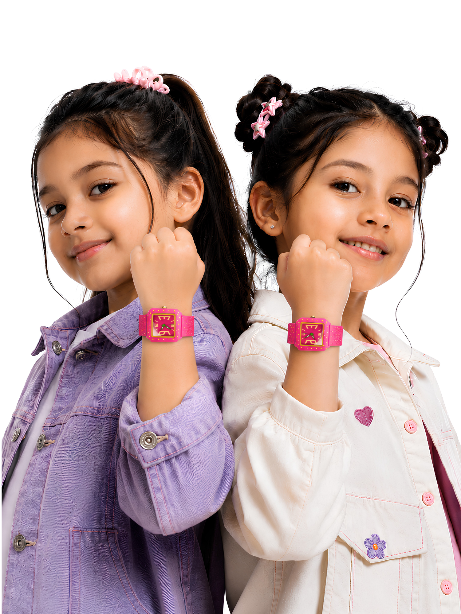LOOKHAA Kids CandyPop Square Dial Analog Watch with Silicone Strap – Pink & Yellow lookhaa