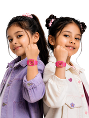 LOOKHAA Kids CandyPop Square Dial Analog Watch with Silicone Strap – Pink & Yellow lookhaa