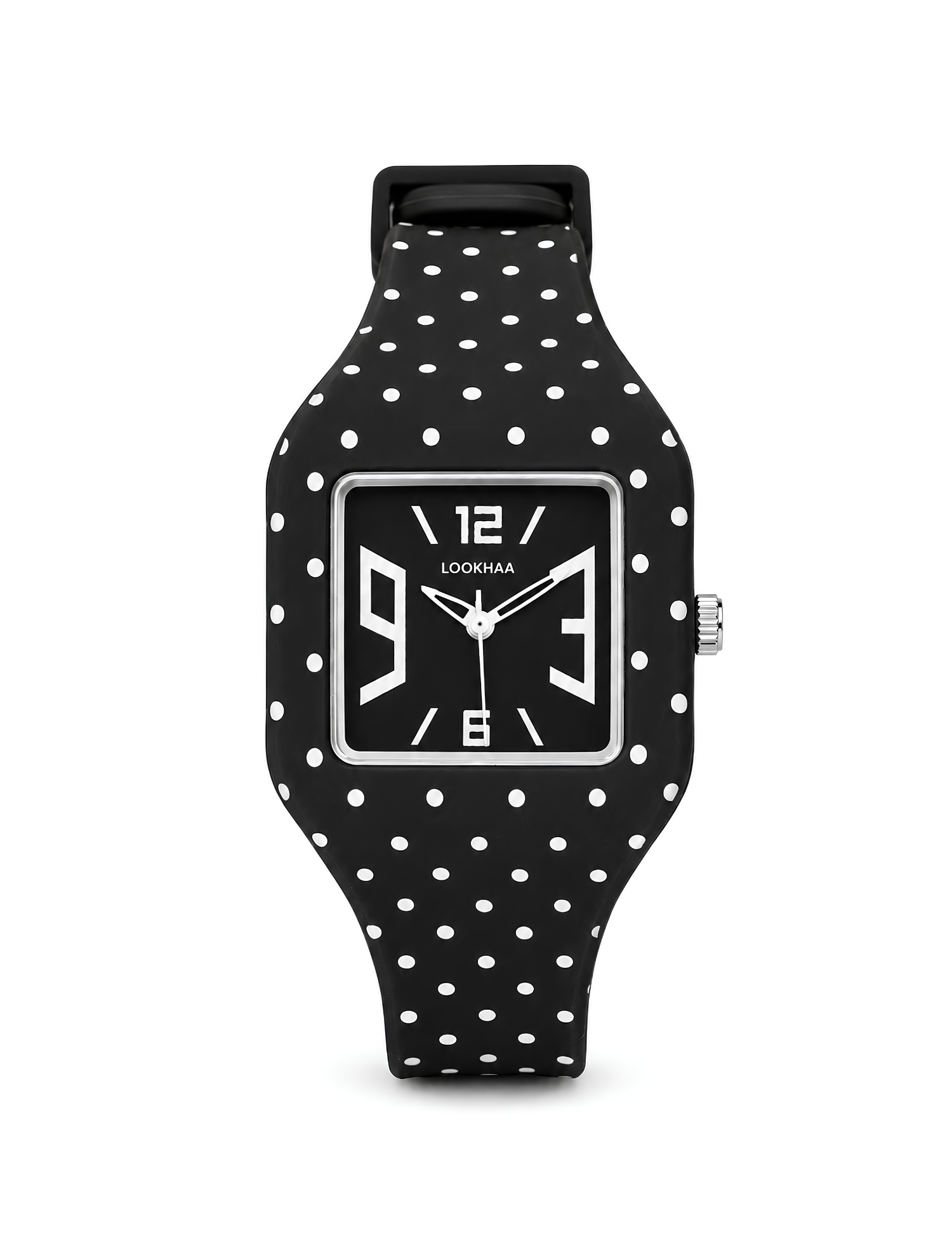 LOOKHAA Kids CandyPop Square Dial Analog Watch with Silicone Strap – Black & White lookhaa