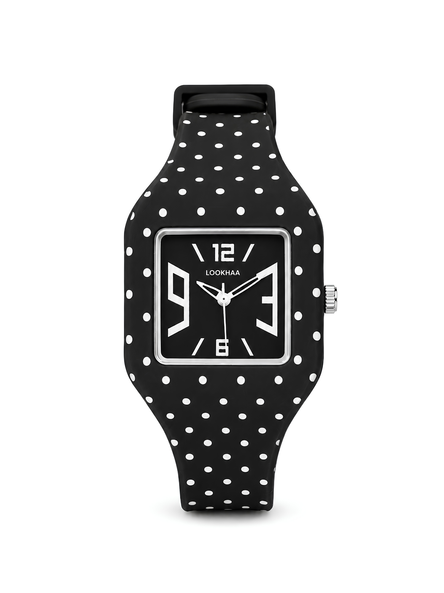 LOOKHAA Kids CandyPop Square Dial Analog Watch with Silicone Strap – Black & White lookhaa