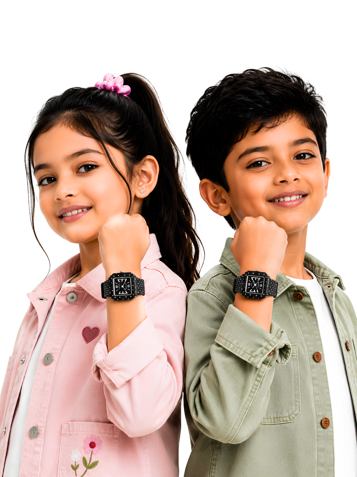 LOOKHAA Kids CandyPop Square Dial Analog Watch with Silicone Strap – Black & White lookhaa