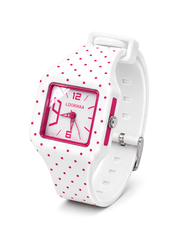 LOOKHAA Kids CandyPop Square Dial Analog Watch with Silicone Strap – White & Pink lookhaa