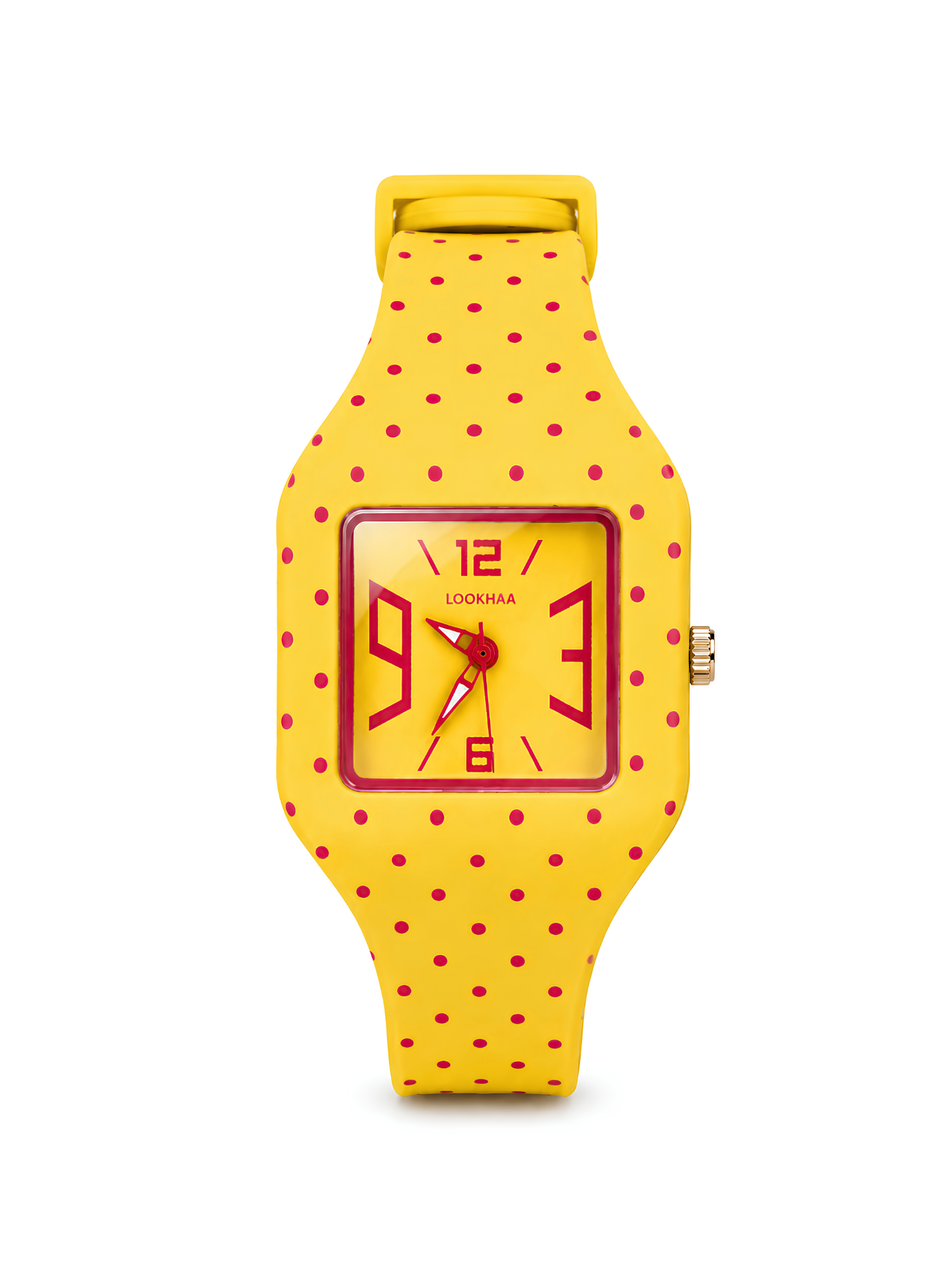 LOOKHAA Kids CandyPop Square Dial Analog Watch with Silicone Strap – Yellow & Pink lookhaa