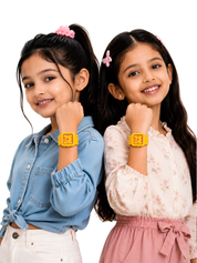 LOOKHAA Kids CandyPop Square Dial Analog Watch with Silicone Strap – Yellow & Pink lookhaa