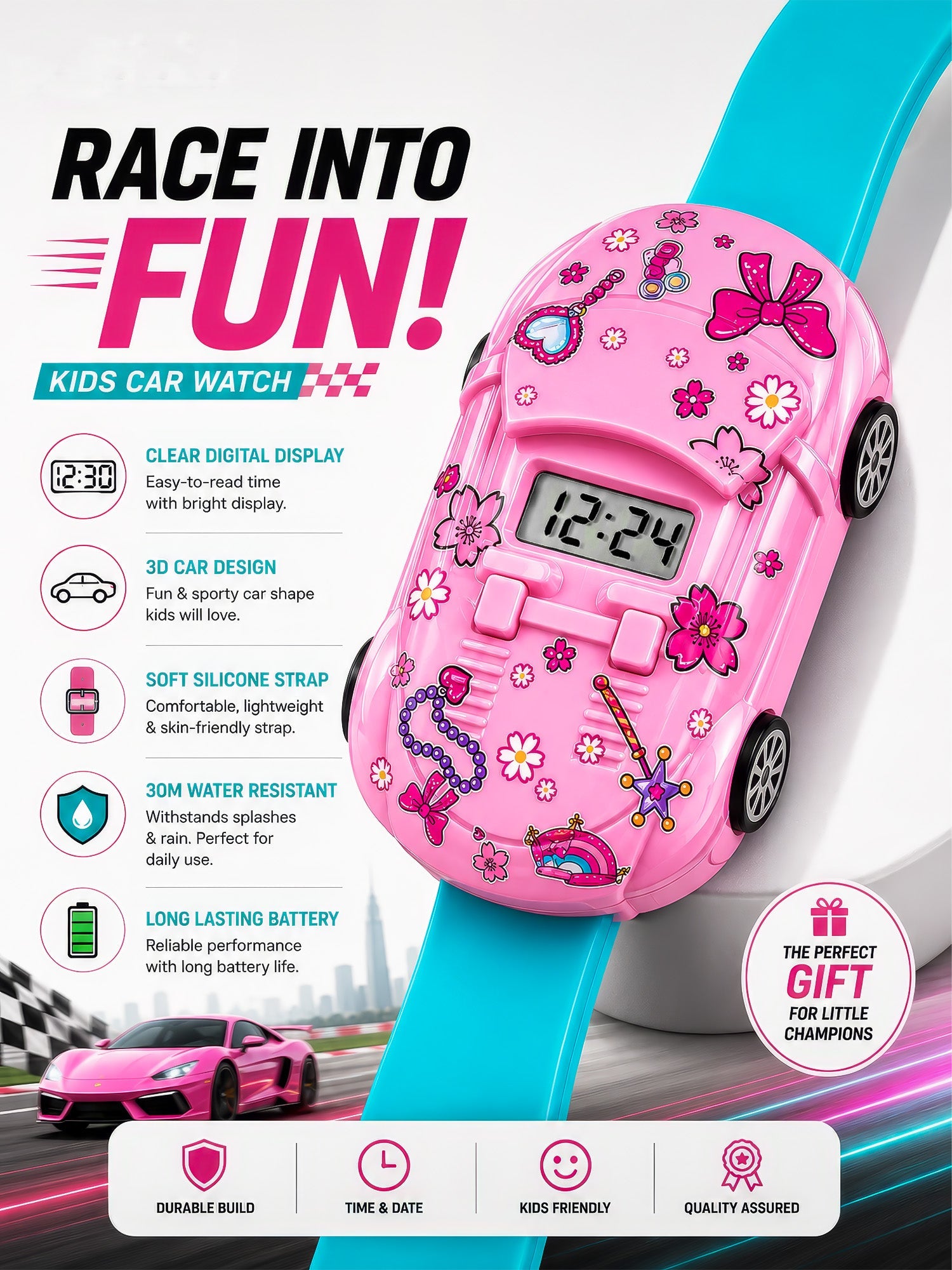 LOOKHAA Kids Movable Car Digital Watch for Boys & Girls lookhaa