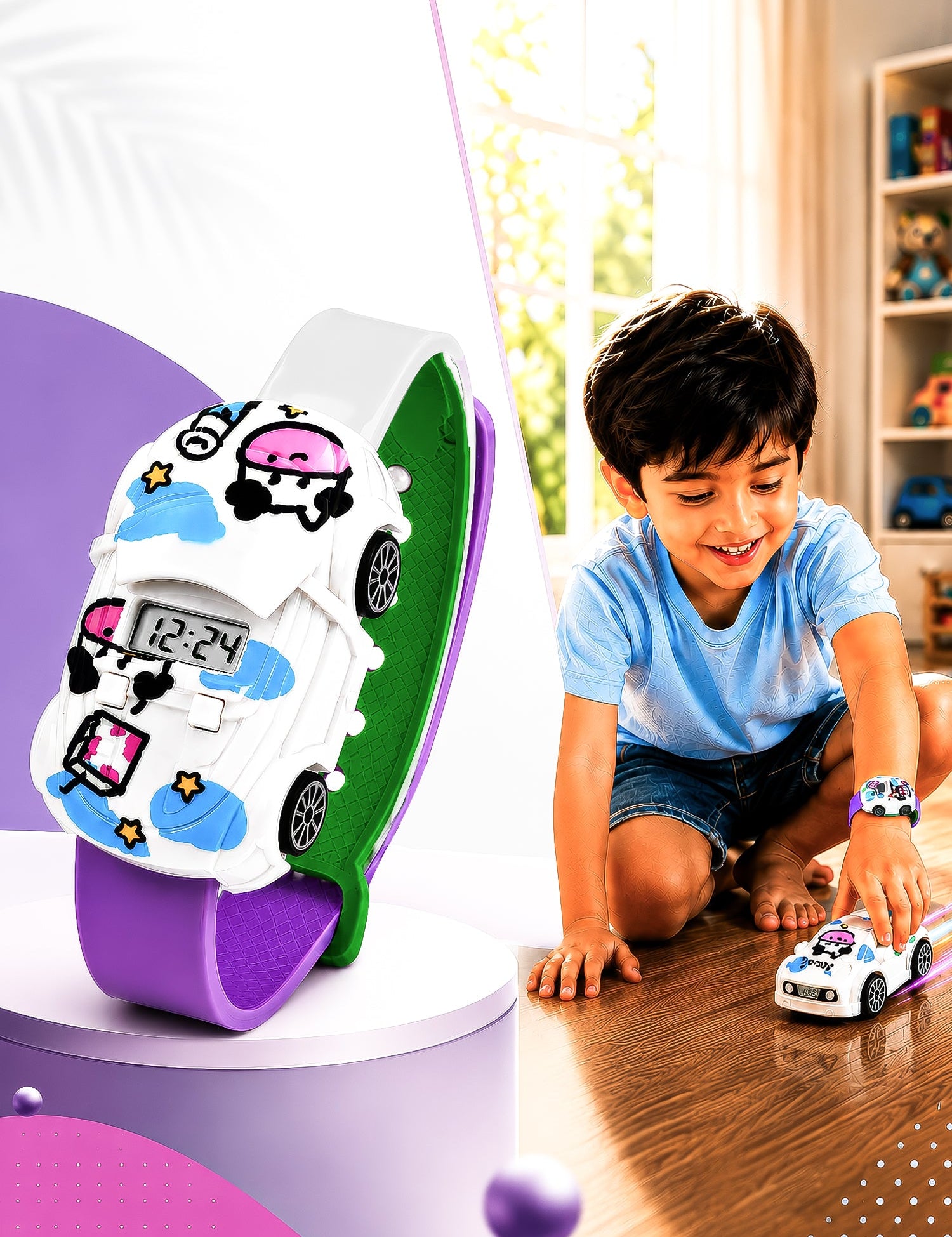 LOOKHAA Kids Movable Car Digital Watch for Boys & Girls lookhaa
