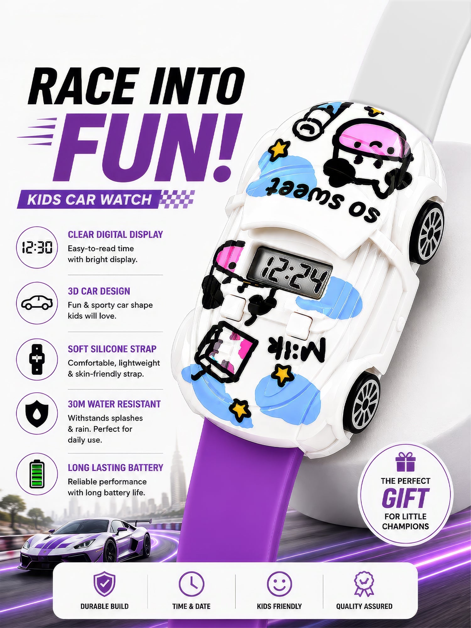 LOOKHAA Kids Movable Car Digital Watch for Boys & Girls lookhaa