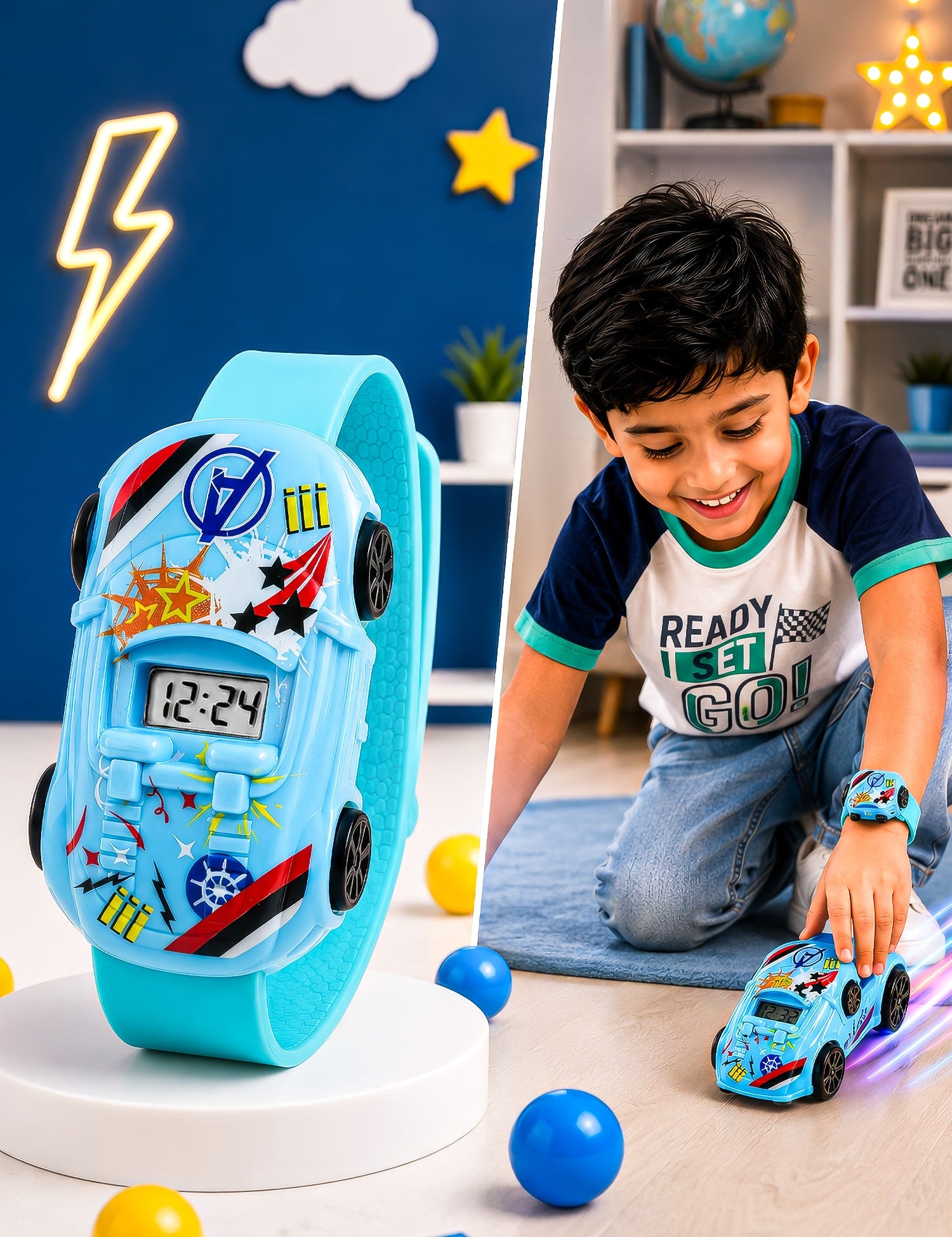 LOOKHAA Kids Movable Car Digital Watch for Boys & Girls lookhaa