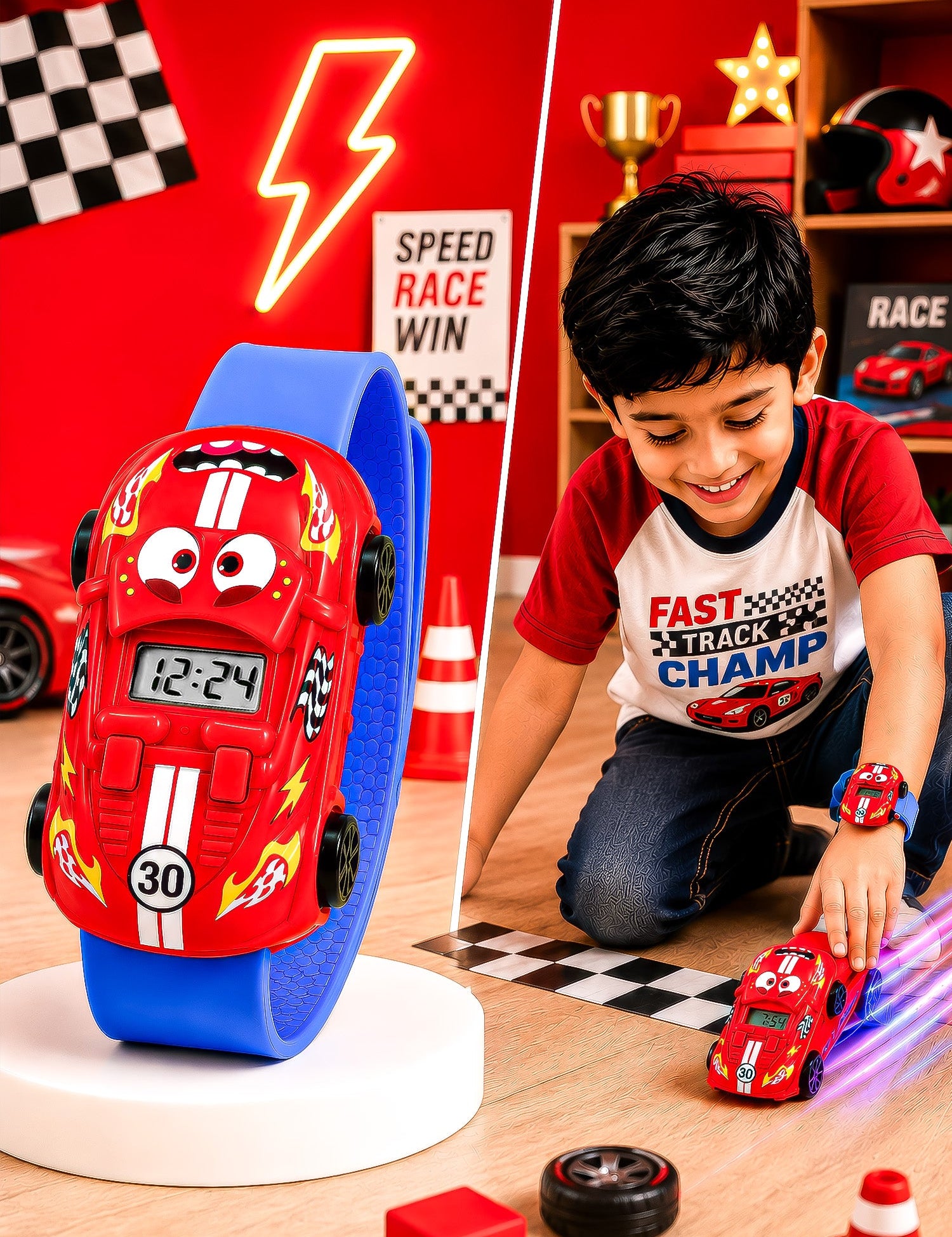 LOOKHAA Kids Movable Car Digital Watch for Boys & Girls lookhaa