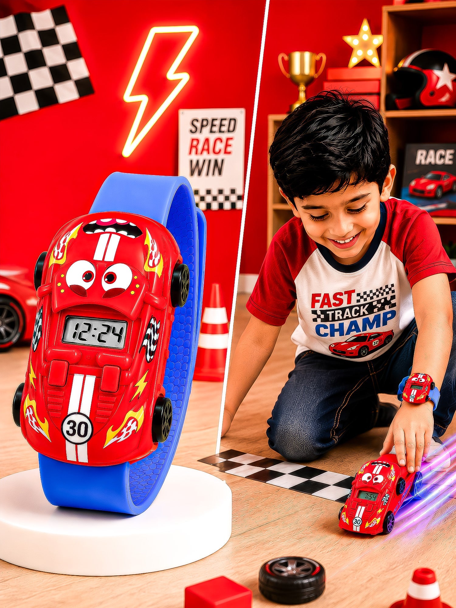 LOOKHAA Kids Movable Car Digital Watch for Boys & Girls lookhaa