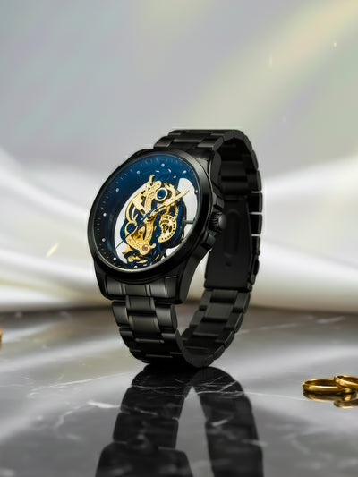 LOOKHAA Men’s Premium Black Skeleton Style Analog Watch